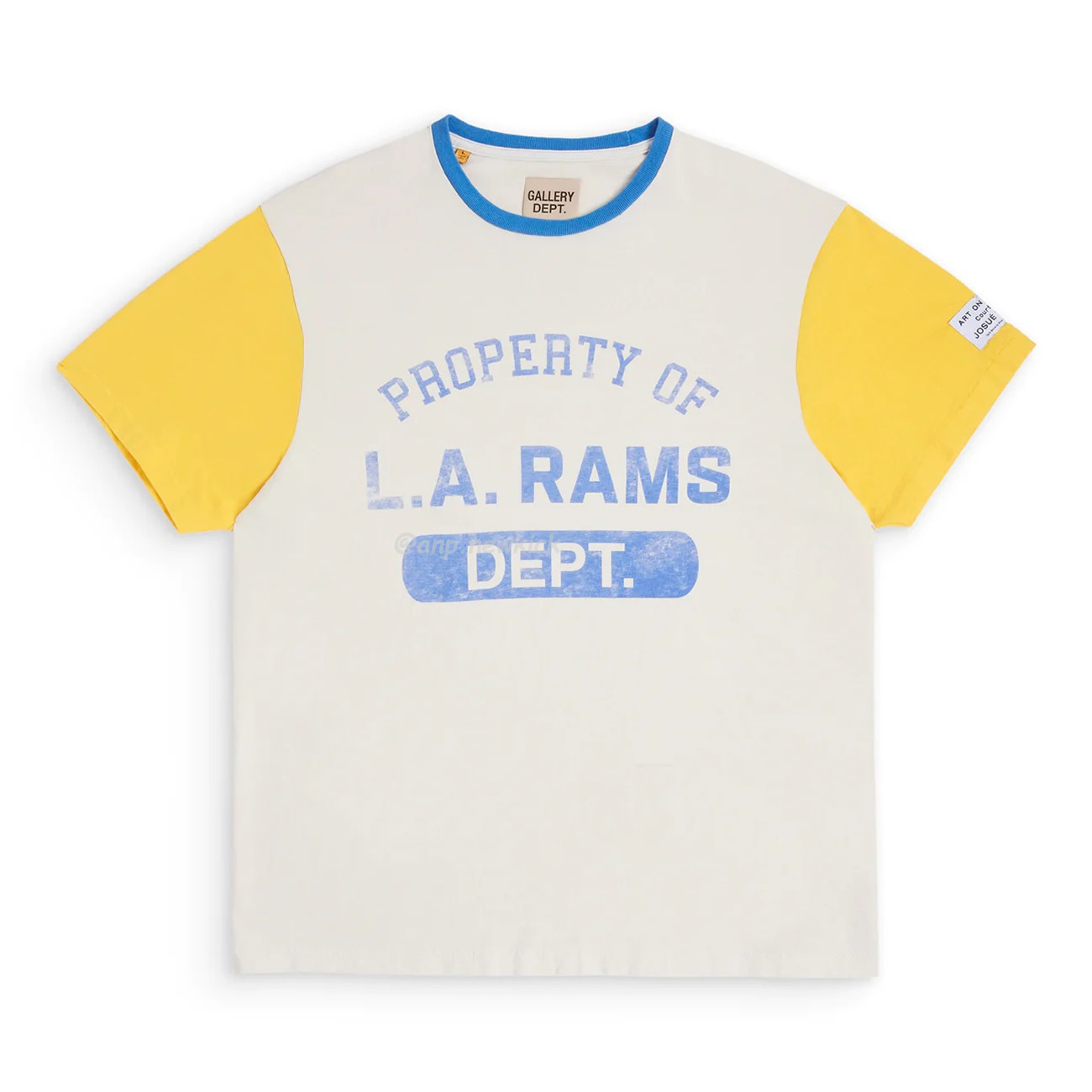 Gallery Dept X La Rams Color Block Tee Rams Co Branded Old Print Contrast Short Sleeve T Shirt (4) - newkick.vip